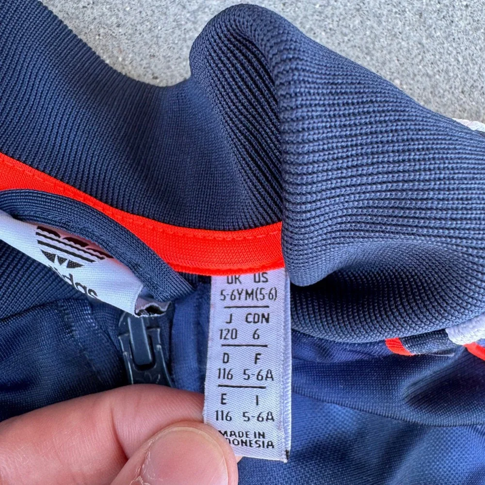 Adidas Originals Kids Navy Tie Dye Primegreen Track Jacket Orange Trefoil Size 6